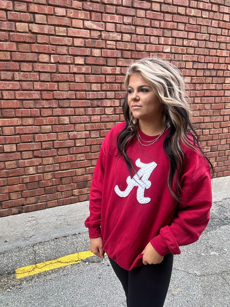 Vintage Quilt Patchwork Sweatshirt. Roll Tide for all you Alabama Fans. Alabama Sweatshirt, Alabama Fans, Patchwork Sweatshirt, Quilted Patchwork, Quilt Patchwork, Girls Outerwear, Vintage Quilt, Capri Blue, Roll Tide