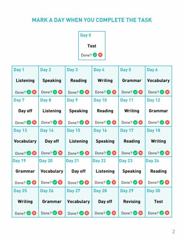 a printable worksheet with the words mark a day when you complete the task