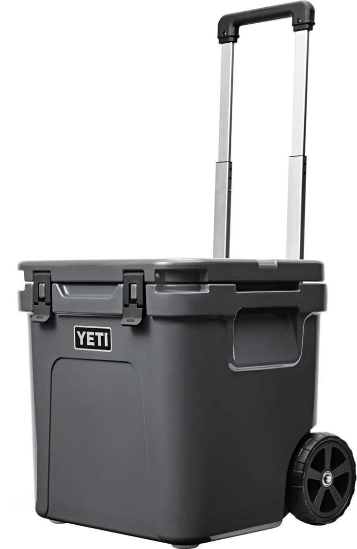 a large gray cooler with wheels and handles