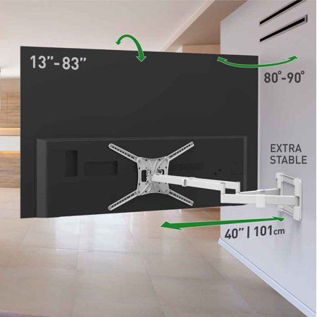 the wall mounted tv is shown with measurements