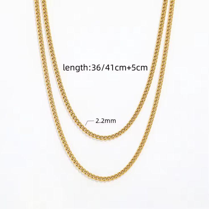 Simple chain necklace, but double it! The Marina Double necklace is a simple way to add some extra style to your décolletage. - Double chain gold necklace Composition: Metal: Stainless Steel; Coating: 18k Gold PVD Measurements: Length: 36cm + Extender 5cm Our pieces are waterproof, so do your daily routine without having to take it off! Minimalist Gold Necklace With Curb Chain, Classic Gold Double Chain Necklace, Minimalist Gold Necklace With Double Chain, Gold Minimalist Necklace With Curb Chain, Classic Gold Layered Necklace With Clavicle Chain, Minimalist Gold Plated Double Chain Necklace, Minimalist Gold Double Chain Necklace, Gold Double Strand Curb Chain Necklace, Classic Metal Necklace With Double Chain