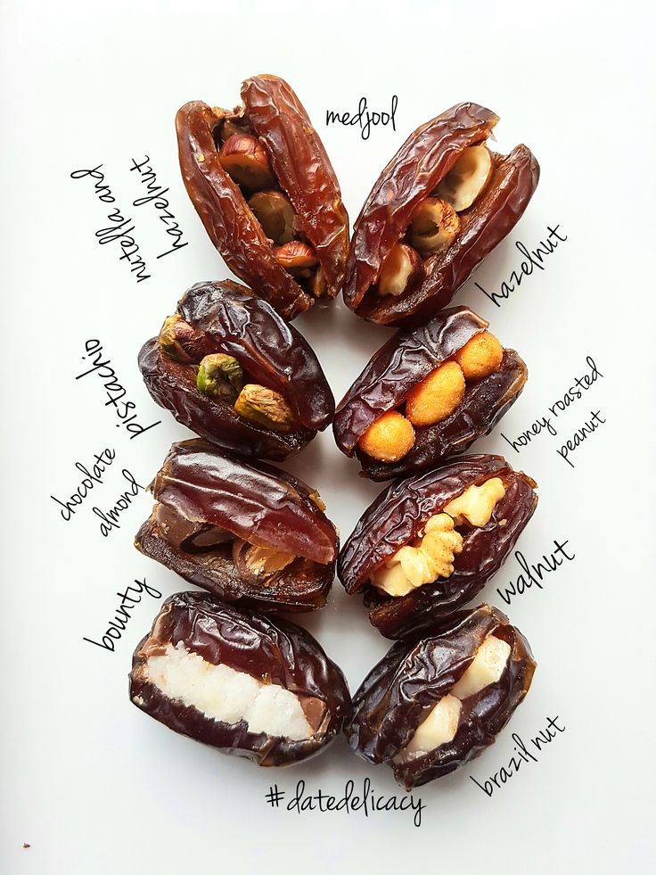 an arrangement of nuts arranged in the shape of a circle on a white surface with words written below