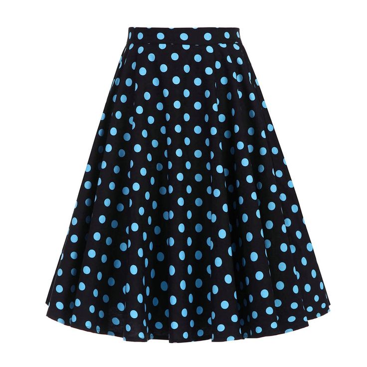 Blue Polka Dot Skirt, Black Polka Dot Skirt, Style Année 80, Rockabilly Skirt, 50s Skirt, Casual Beach Dress, 50s Retro, Wrap Dress Short, Casual Short Sleeve Dress