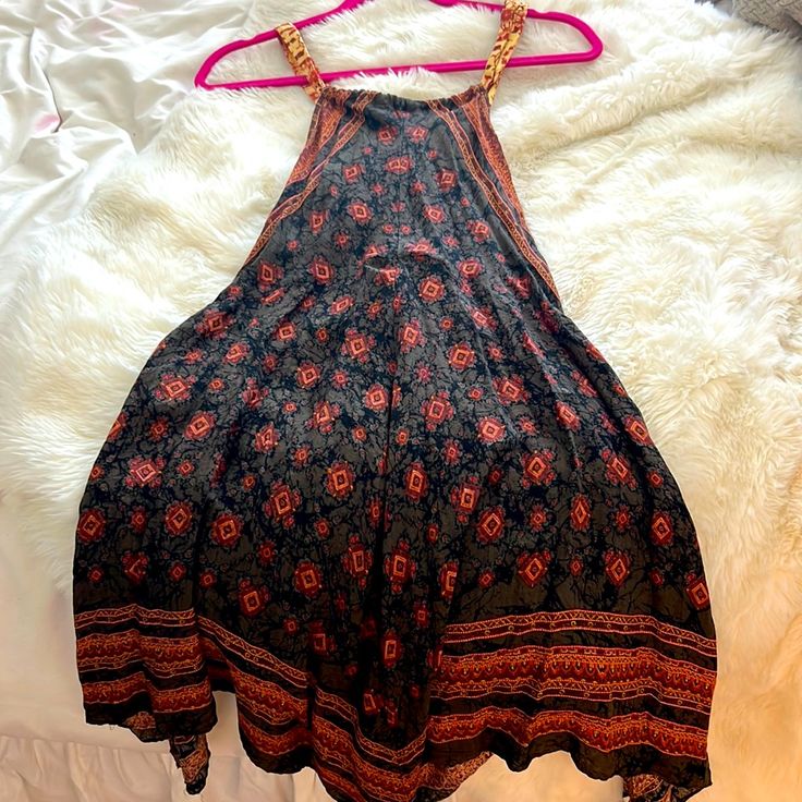 Beautifully Made And Perfect For Vacation! Flowy, And Straps In The Back Tied Mid Level For A Bohemian Look! Nwt. Size Xs. 100% Rayon. Orange Printed Bohemian Sundress, Orange Bohemian Printed Sundress, Bohemian Orange Printed Sundress, Orange Boho Dress With Boho Print For Festivals, Orange Boho Dress With Print For Festival, Orange Flowy Bohemian Sundress, Black Flowy Bohemian Sundress, Orange Bohemian Mini Sundress, Beautifully Made