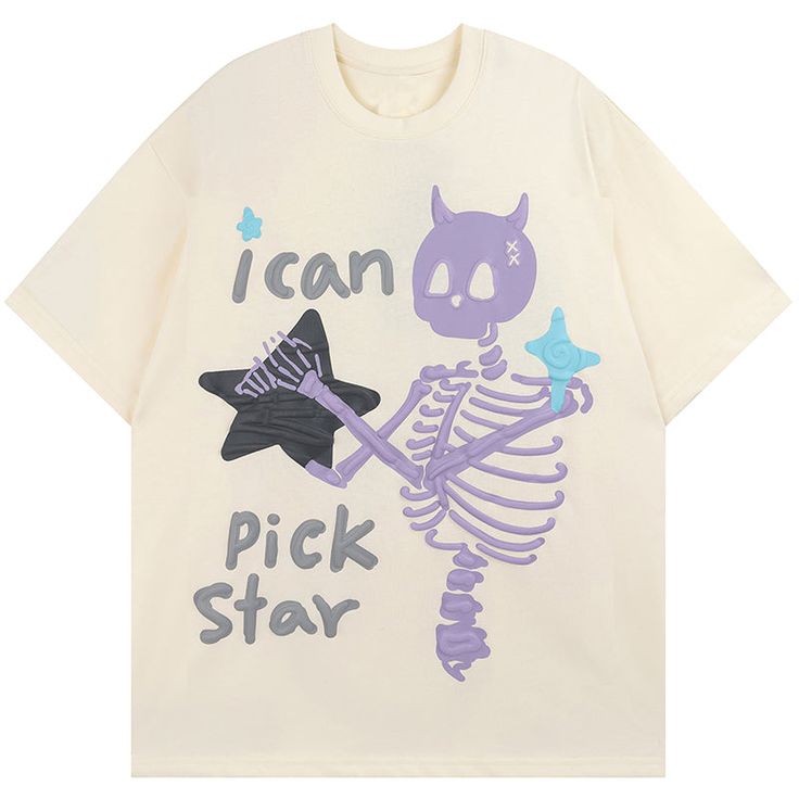 Lemandik Interesting T-shirt I Can Pick Star Devil – LEMANDIK Star Graphic, Star T Shirt, Oversized Streetwear, Skull Tshirt, Streetwear Tshirt, Funny Graphics, Summer Cotton, Personalized T Shirts, Gothic Fashion