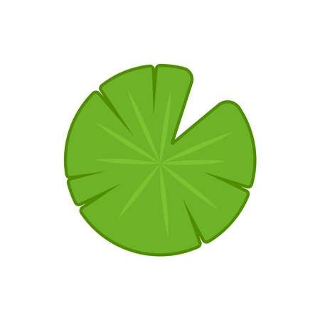 a green leaf on a white background with the center cut in half to look like a flower