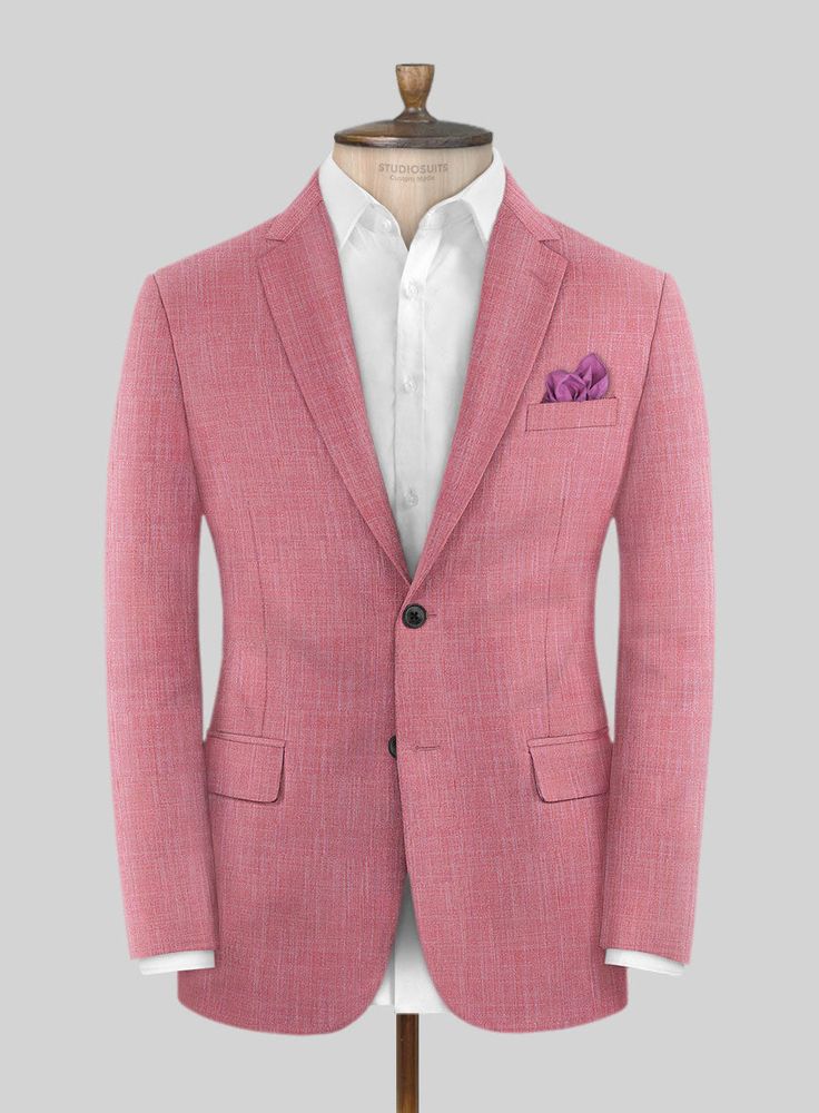 Pursue the bold simplicity by donning our Bamboo Wool Pink Lemonade Jacket, which lends a distinctive touch to the outfit. Adorn the timeless classics with this jacket, crafted from a luxuriously soft, breathable blend of bamboo wool, linen and silk fabric with a pink tint of solids offering a flattering elegance with a rich statement. Highlight the stylish essentials while complementing an intricately tailored pink jacket that gives a discerning take on oozing out an optimum high-fashion impact Grey Tweed Suit, Herringbone Tweed Jacket, White Linen Suit, Green Velvet Jacket, Peaky Blinders Suit, Royal Blue Suit, Blue Chinos, Blue Tweed, Beautiful Suit