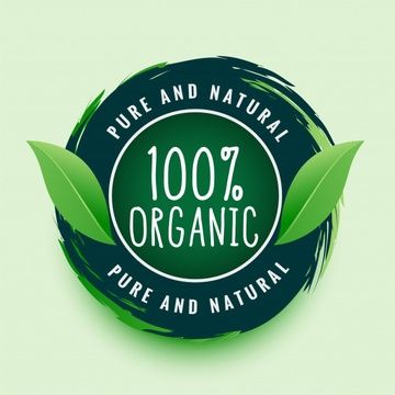 organic label with leaves on green background for natural product or packaging design, suitable for use in print and web pages