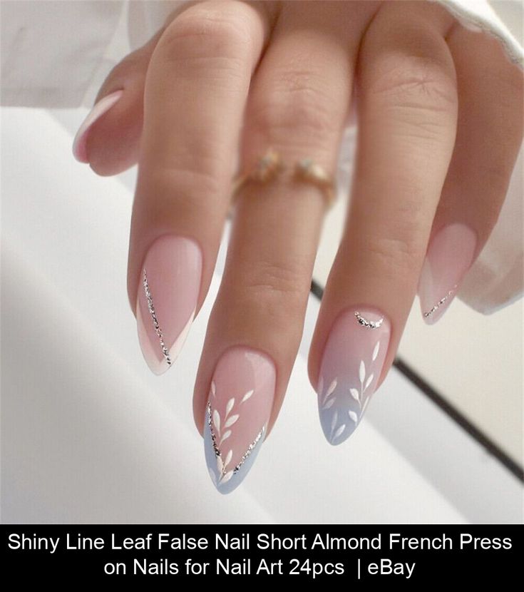 Item specificsCondition Ombre French Nails, Fake Acrylic Nails, French Press On Nails, Neutral Nail Designs, Graduation Nails, Nails Silver, Blue Nail Designs, Neutral Nails, Bridal Nails