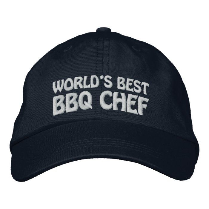 the world's best bbq chef embroidered baseball cap is shown in white letters