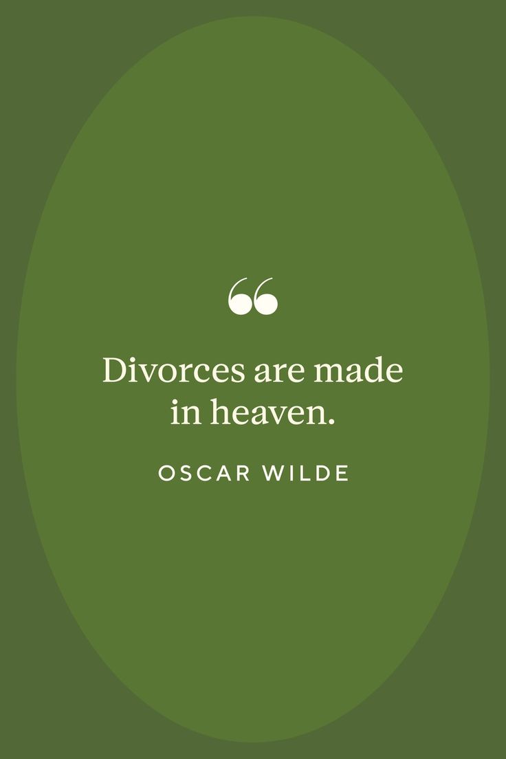 oscar wilde quote about divores are made in heaven on green background with white lettering