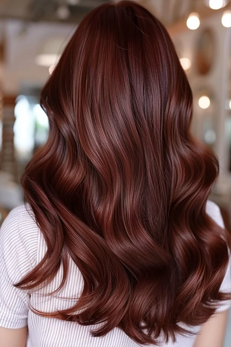 Get inspired by these 25 beautiful chocolate cherry brown hair ideas. Perfect for updating your look with a rich, warm tone. Deep Mahogany Hair Color, Auburn Hair Formula, Red Toned Brown Hair, Warm Red Brown Hair, Cherry Brown Hair Color, Warm Tone Hair Color, Chocolate Cherry Brown Hair, Chocolate Red Hair, Cherry Red Hair Color