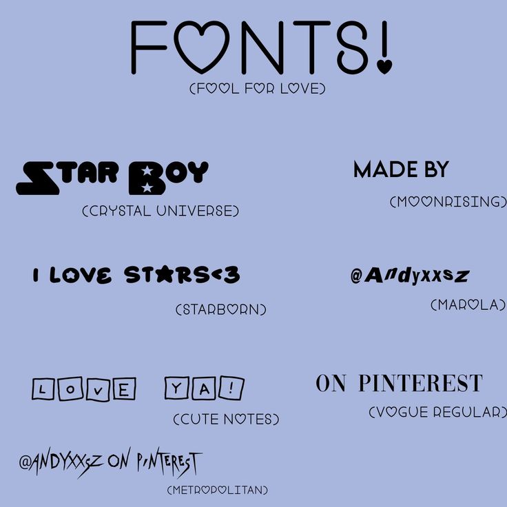 some type of font that is in different colors and sizes, with the words star boy on