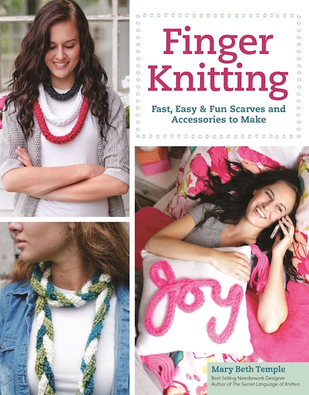 the cover of finger knitting part 2, easy and fun scarves and accessories to make