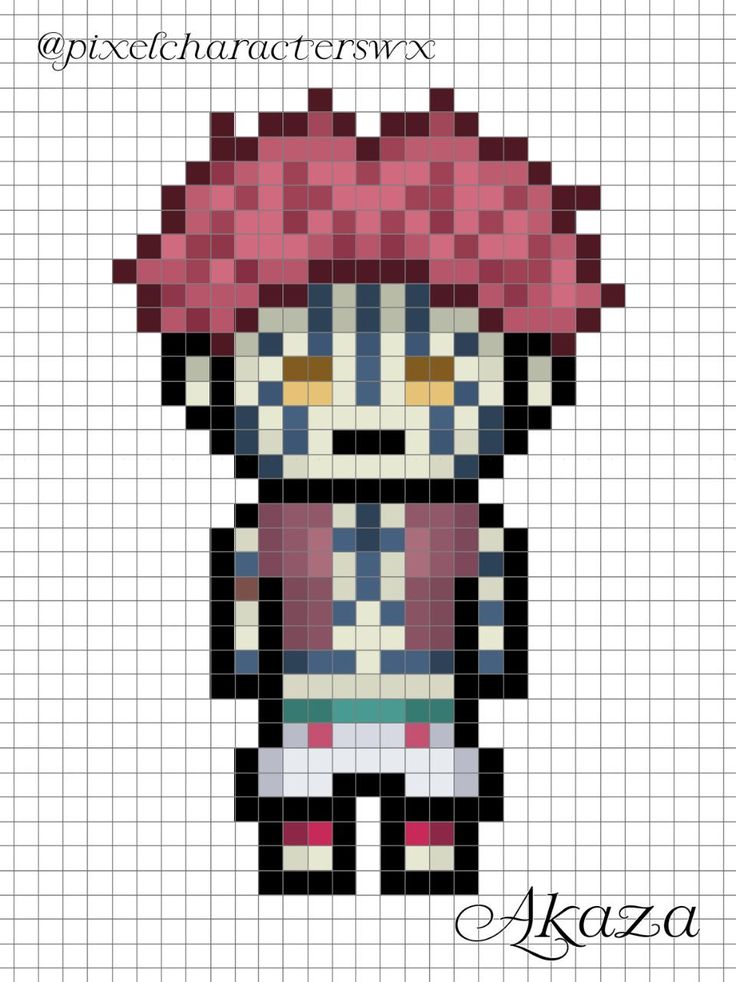 an image of a pixellated character with a pink hat and red hair, standing in front of a white background