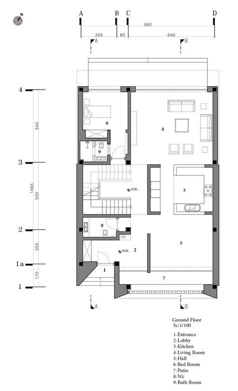 the floor plan for a two bedroom apartment with an attached kitchen and living room area