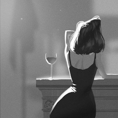 A Woman, Wine, Black And White, Glass, White, Black