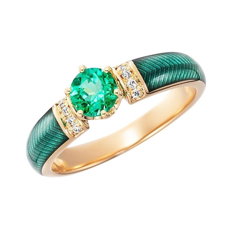 Faceted Solitaire Emerald and Emerald Green Enamel Ring, 18kt Yellow Gold with 8 Diamonds total 0,06ct VICTOR MAYER is a fine jewelry house known for its sophisticated craftsmanship. Since 1989, the company has been closely associated with the Fabergé name as a workmaster. The company was founded by Victor Mayer in Pforzheim, Germany in 1890 and is managed by his great-grandson Dr. Marcus Oliver Mohr. The inimitably luminous colors are literally created "in the fire": layer after layer of enamel Contemporary Engagement Rings, Wholesale Silver Jewelry, Yellow Gold Diamond Ring, Pink Tourmaline Ring, Emerald Diamond Ring, Silver Jewelry Necklace, Gold Jewelry Necklace, Diamond Cocktail Rings, Initial Jewelry