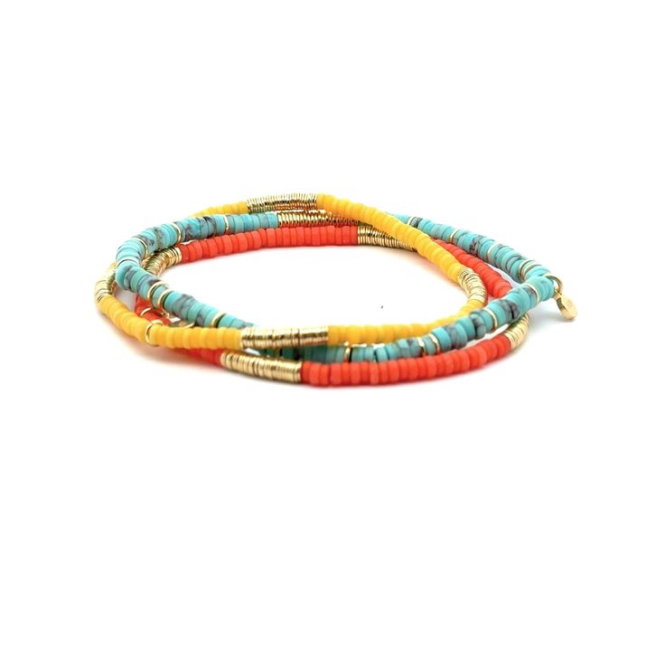 Elevate your summer style and embrace the beauty of natural gemstones with our exquisite collection of stackable bracelets. Let your creativity shine as you mix, match, and stack your way to a fun and fashionable summer look that's uniquely yours. Brass dipped in 10K Gold metal rings Turquoise, Coral, or Citrine Beads 2.5" Inner Circumference Weight 5.7g Rings Turquoise, Initial Gifts, Organization Gifts, Power Stone, Necklace Extender, Citrine Beads, Stackable Bracelets, Turquoise Rings, Beaded Stretch Bracelet