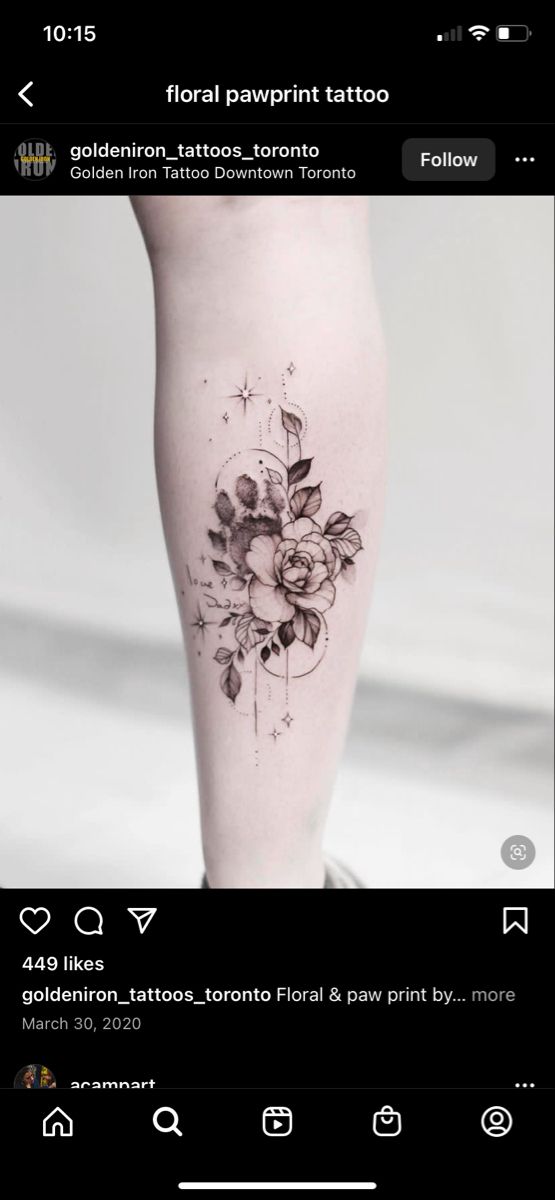 a woman's leg with flowers on it