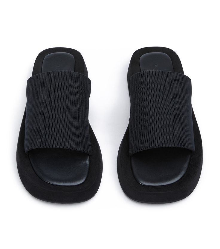 We know you love effortless style. Cue our Isabel slides in classic black. Featuring an elevated platform foot bed, with simple fabric strap design, they're the perfect Summer sandal for the minimalist. - Material: Fabric upper and rubber lining - Toe-shape: Round toe shape - Pattern: Fabric strap - Fit: Runs true to size - Heel Height: 1.5cm Thigh High Boots Flat, Simple Fabric, Embellished Heels, Metallic Shoes, Bridal Heels, Tony Bianco, Fabric Strap, Bow Heels, Slingback Shoes