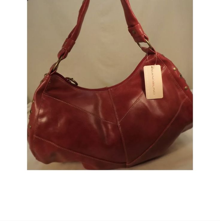 Red Leather Hobo/Shoulder Bag. Nwt. Very Small Flaw On The Front Bottom Of The Bag. Red Hobo Shoulder Bag For Shopping, Red Hobo Bag For Shopping, Elegant Red Hobo Bag With Zipper Closure, Burgundy Shoulder Bag For Errands, Everyday Red Hobo Bag With Double Handle, Trendy Red Hobo Bag With Double Handle, Burgundy Shoulder Hobo Bag With Zipper Closure, Burgundy Shoulder Bag With Zipper Closure For Errands, Burgundy Shoulder Bag With Zipper For Errands