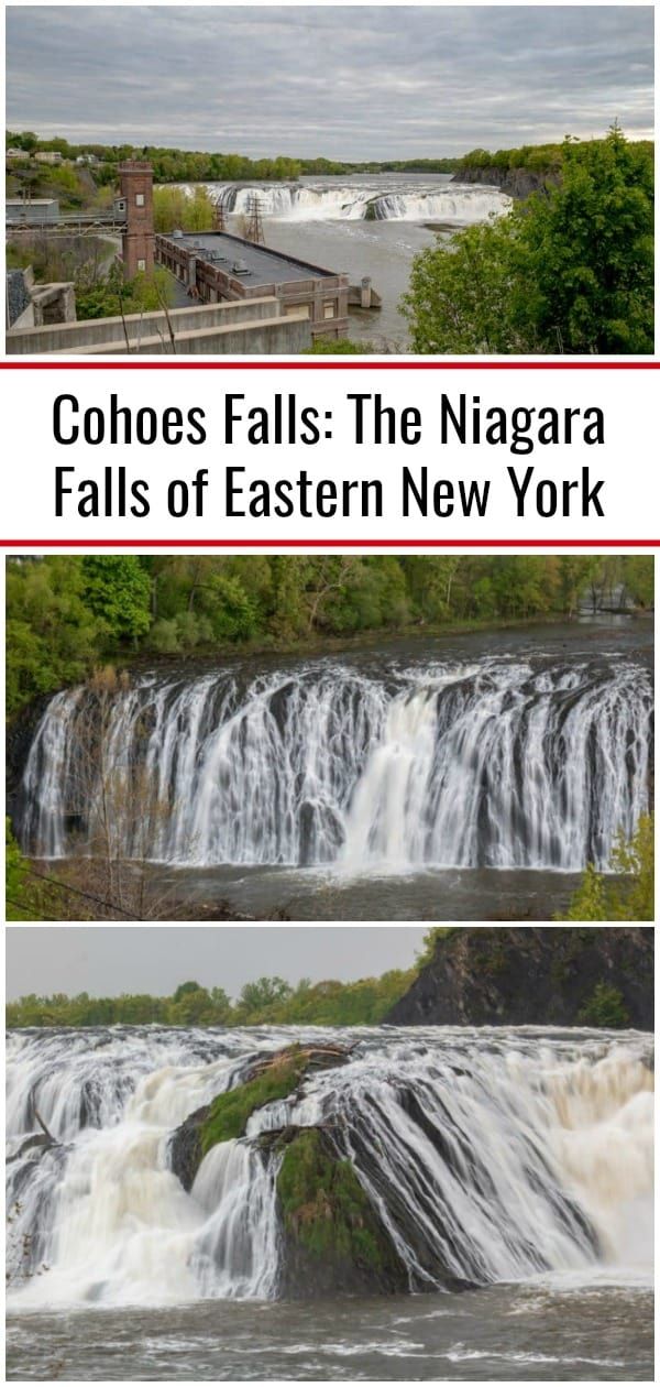 the niagara falls in new york, canada with text overlaying it that reads collages falls the niagara falls of eastern new york