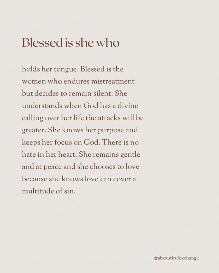 an image of a poem written in white with the words, blessed she who holds her tongue