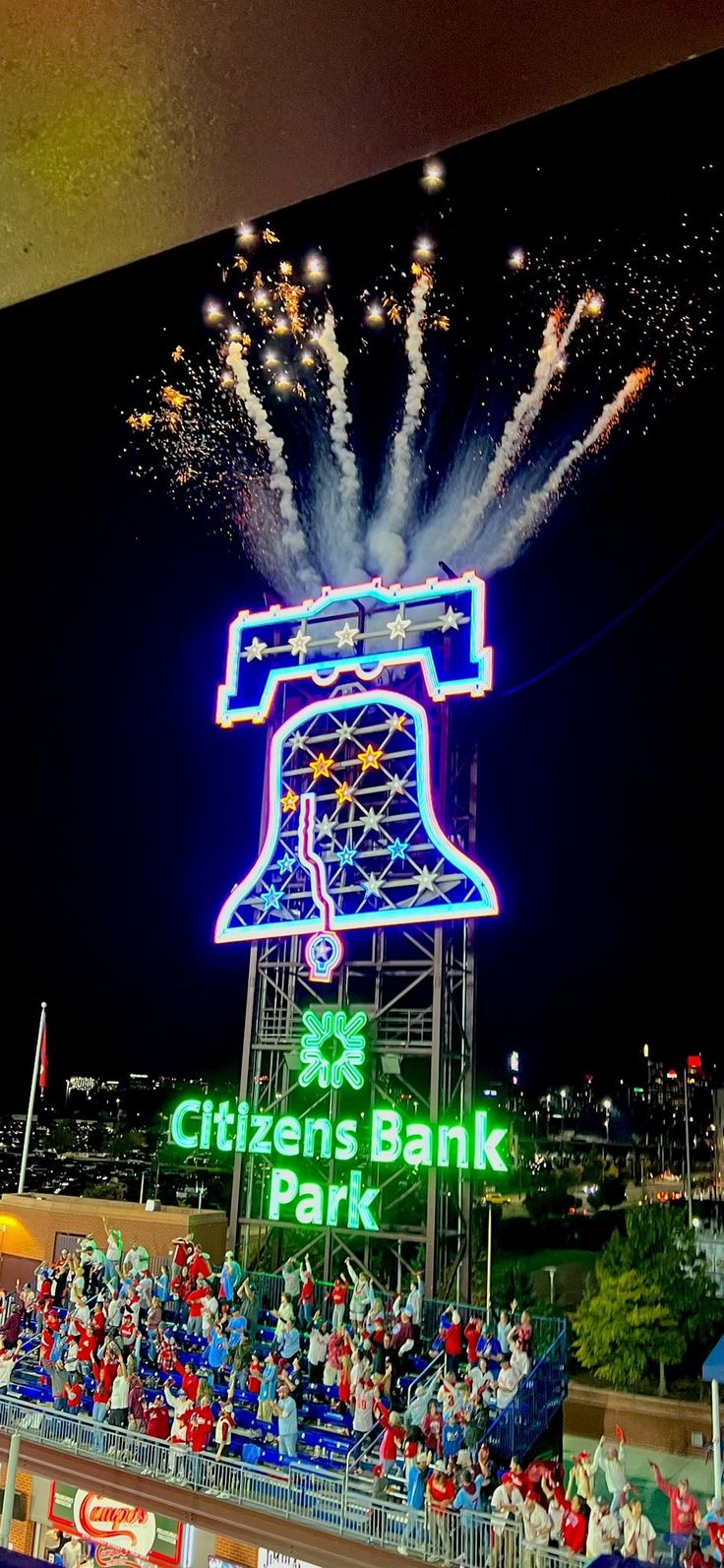 fireworks light up the sky above citizens bank park