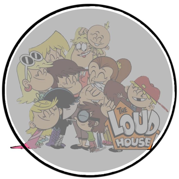 the loud house cartoon is in a circle with an image of several people around it