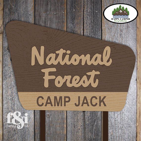 a wooden sign that says national forest camp jack