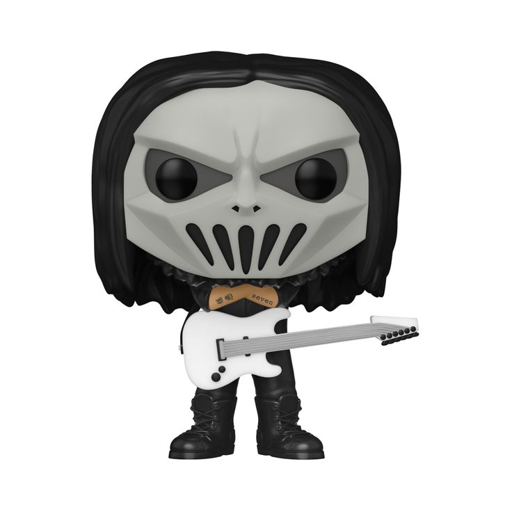 a pop vinyl figure with a guitar in it's hand and wearing a black outfit