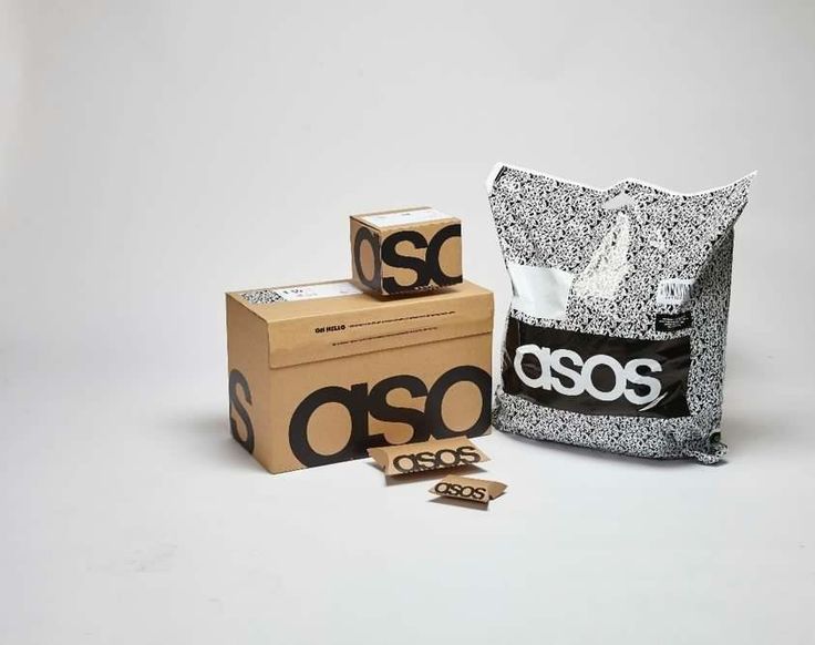 the packaging is wrapped in black and white paper with an asos logo on it