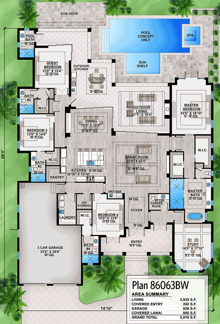 this is an aerial view of the house plan