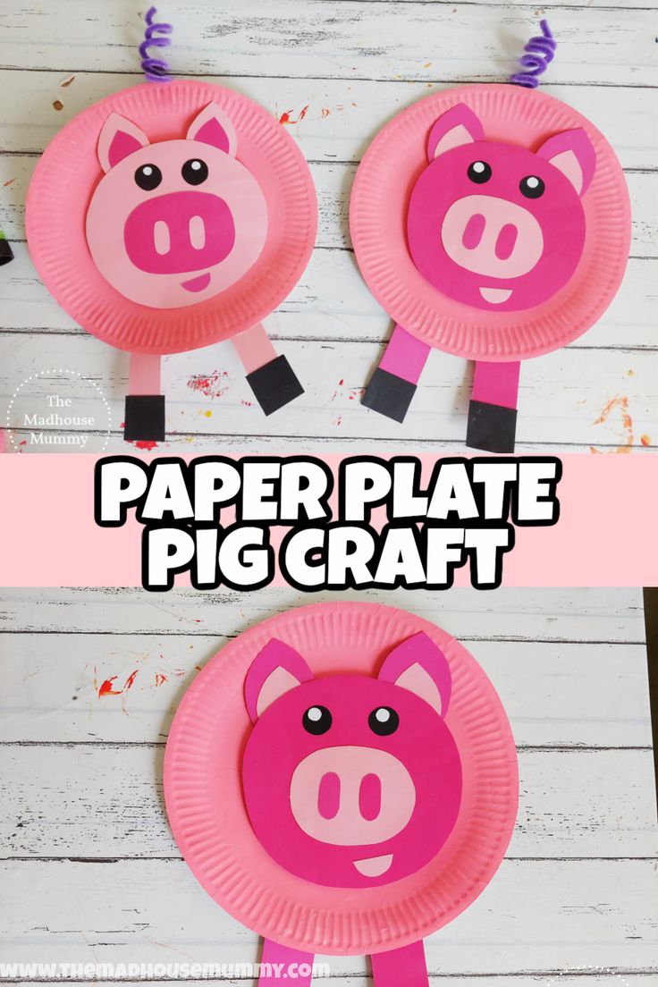 paper plate pig crafts for kids to make