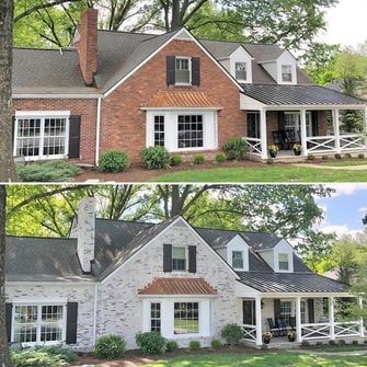 before and after pictures of a brick house