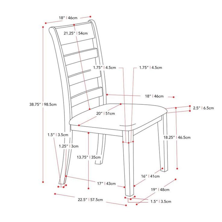 the measurements for a dining room chair