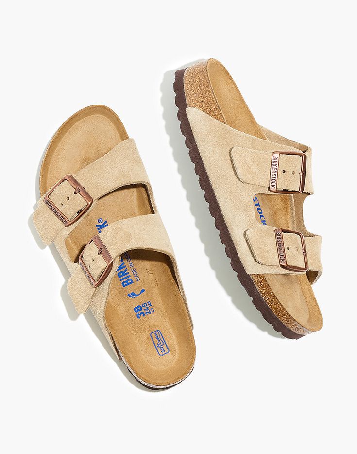 Birkenstock® Arizona Soft Footbed Sandals in Nubuck European Footwear, Tan Birkenstocks, Birkenstock Sandals Arizona, European Shoes, Summer Capsule, Footbed Sandals, Birkenstock Sandals, Shoe Inspo, Birkenstock Arizona