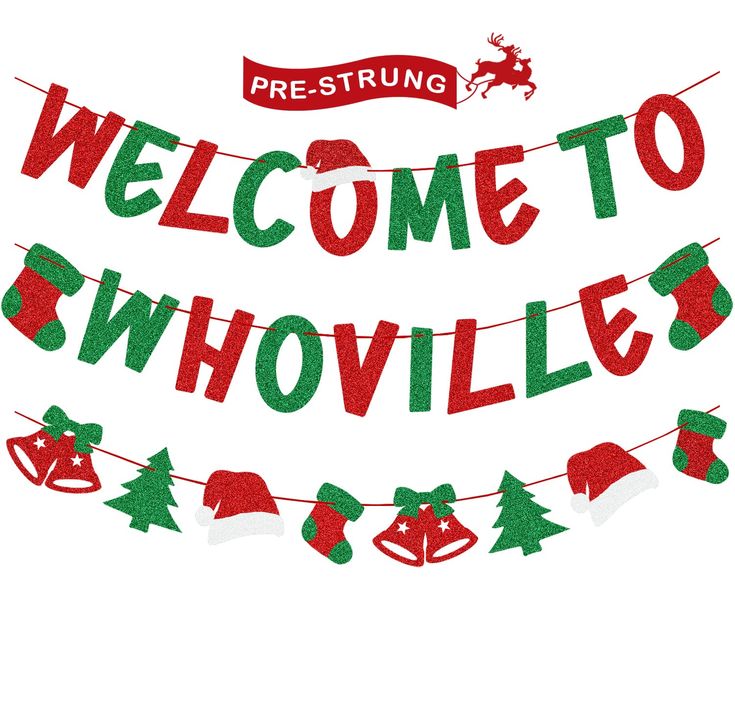 a welcome sign with christmas decorations hanging from it's sides and the words, welcome to swovile