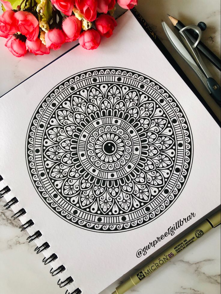 Traditional mandala created using Black Fineliner Some Mandala Art, Different Mandala Art, Mandala Art Design Ideas, Mandela Designs Pattern, Mandala Designs Pattern, Mandala Drawing Patterns, Mandela Art Ideas, New Mandala Art Design, How To Make Mandala Art