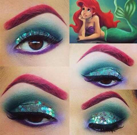 Mermaid's Eye makeup Little Mermaid Makeup, Carnaval Make-up, Ariel Makeup, Mermaid Makeup Tutorial, Fantasy Make-up, Halloweenský Makeup, Ariel Costumes, Mermaid Halloween, Fest Outfits