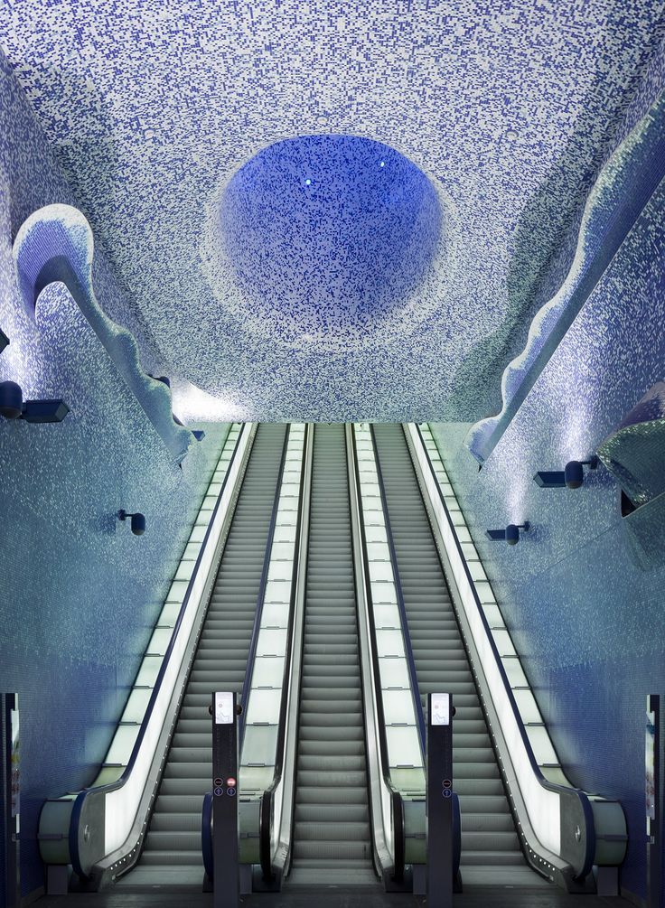 an escalator is shown in this artistic photo