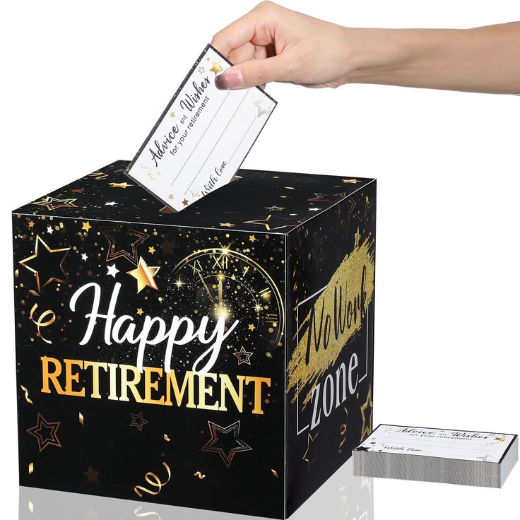 PRICES MAY VARY. Package Contains: you will receive the package with a retirement party sign box (approx. 7.48 x 7.48 x 7.48 inches) and 50 pieces of retirement advice and wishes cards, the card is approx. 4.72 x 3.15 inches each; Enough cards for guests that will attend your party Material: different parts of the retirement cards and box are made of cardboard paper, which is more stable; The card is smooth and easy to write with a good texture, not easy to fade or fray, and are indispensable pr Retirement Well Wishes, Happy Retirement Wishes, Retirement Party Sign, Retirement Party Themes, Retirement Party Favors, Retirement Wishes, Retirement Advice, Retirement Party Decorations, 70th Birthday Parties