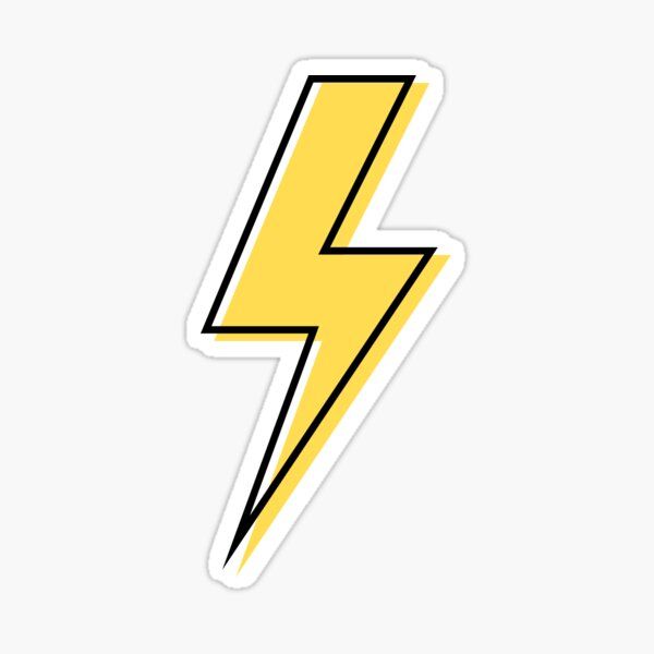 a yellow and black lightning sticker on a white background