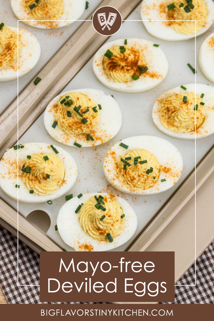 Overhead view of a platter of mayo-free deviled eggs. Mayo Free Deviled Eggs, Deviled Eggs With Greek Yogurt, No Mayo Deviled Eggs, Deviled Eggs Without Mayo, Deviled Eggs No Mayo, Healthy Deviled Eggs, Deviled Egg Recipe, Classic Deviled Eggs, Deviled Eggs Recipe Classic