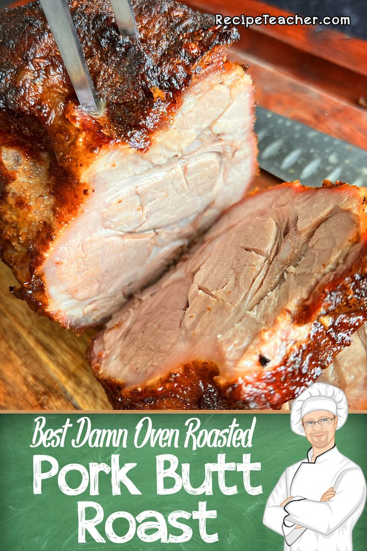 So juicy, tender and succulent, this easy recipe for oven roasted pork butt is sure to please. Pork Roast Recipes Oven, Oven Roasted Pork Loin, Oven Roasted Pulled Pork, Oven Roasted Pork, Roast Dinner Recipes, Picnic Roast, Pork Meals, Pork Roast In Oven, Pork Shoulder Recipes