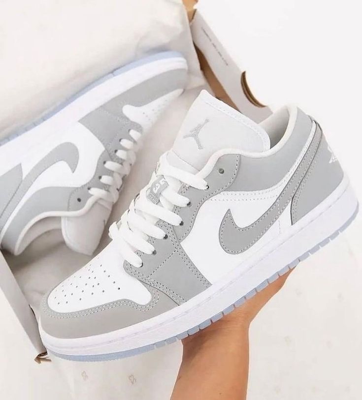 Gray White Custom Air Jordan 1 Low-shecustomize Sepatu Air Jordan, Trendy Shoes Sneakers, Nike Shoes Girls, Nike Fashion Shoes, Jordan Shoes Girls, Preppy Shoes, Jordan Shoes Retro, All Nike Shoes, Low Shoes