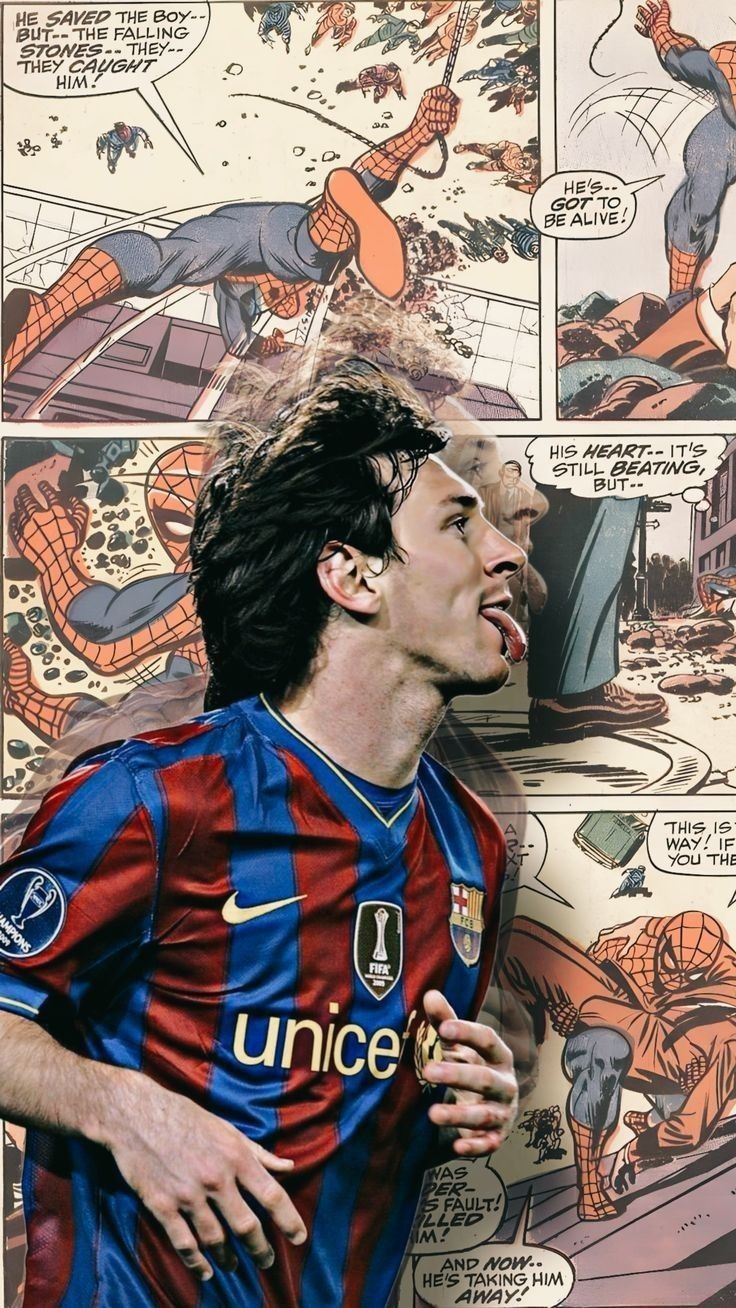 a painting of a soccer player with his mouth open in front of a comic panel