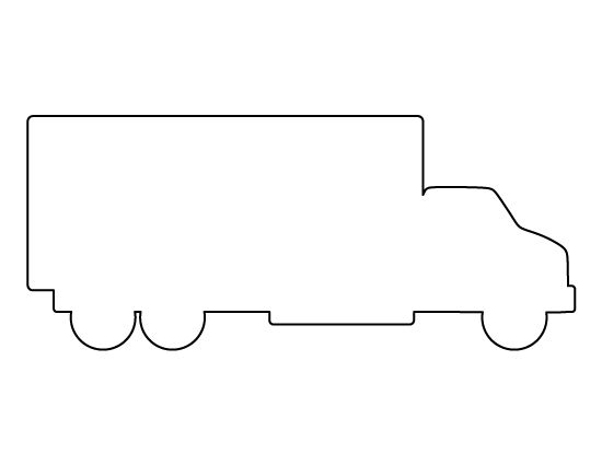 the outline of a truck is shown in black and white, as well as it's flatbed