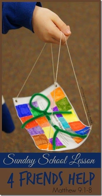 a child's hand holding a paper plate with scissors on it and the words sunday school lesson 4 friends help